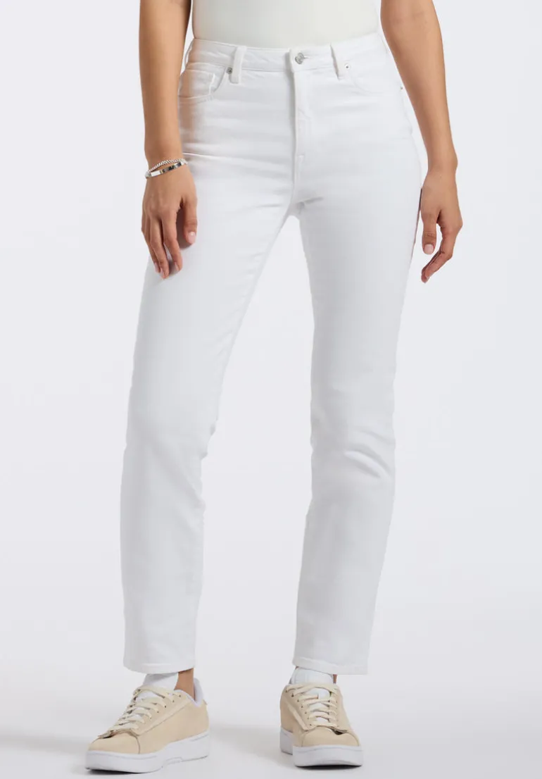 High Rise Straight Jayden Women's Pants, White - BL16085