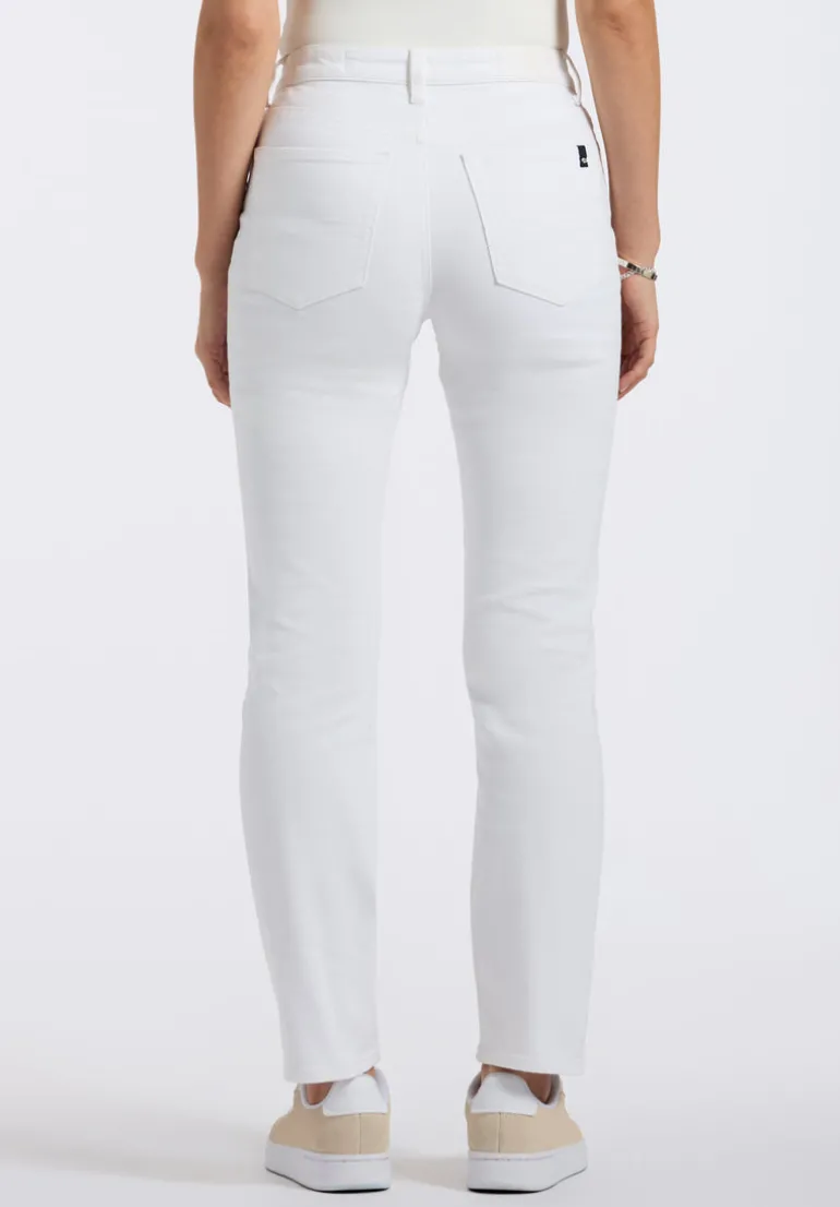 High Rise Straight Jayden Women's Pants, White - BL16085