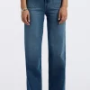 High Rise Wide Leg Addie Women's Jeans, Authentic Worn Indigo - BL16064