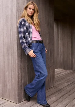 High Rise Wide Leg Addie Women's Jeans, Indigo Contrast - BL16002