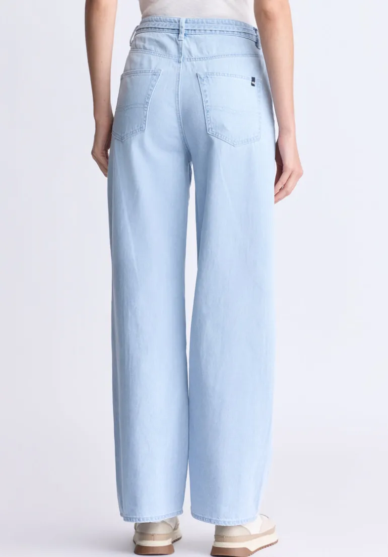High Rise Wide Leg Alecia Women's Jeans, Light Vintage Blue - BL16011