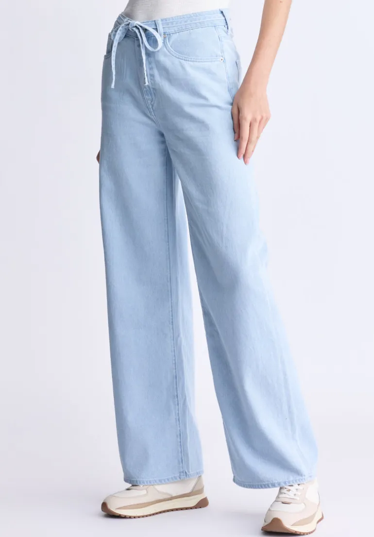 High Rise Wide Leg Alecia Women's Jeans, Light Vintage Blue - BL16011
