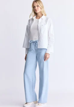 High Rise Wide Leg Alecia Women's Jeans, Light Vintage Blue - BL16011