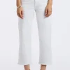 High Rise Wide Leg Cropped Addisson Women's Pants, White - BL16087