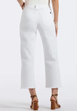 High Rise Wide Leg Cropped Addisson Women's Pants, White - BL16087