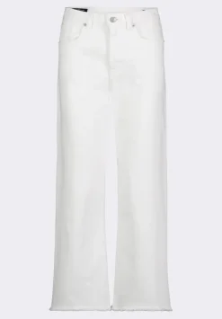 High Rise Wide Leg Cropped Addisson Women's Pants, White - BL16087