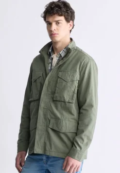 Jafom Men's Utility Jacket with Pockets, Army Green - BM24445