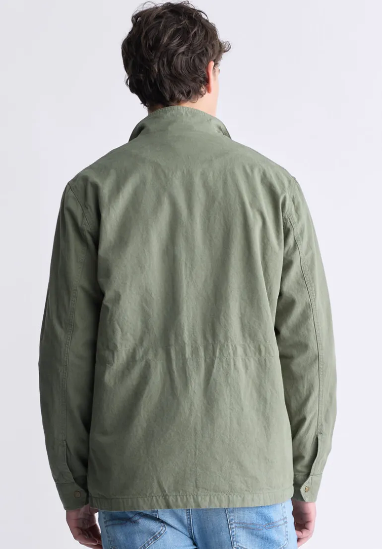 Jafom Men's Utility Jacket with Pockets, Army Green - BM24445