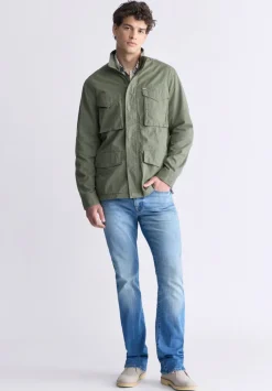 Jafom Men's Utility Jacket with Pockets, Army Green - BM24445