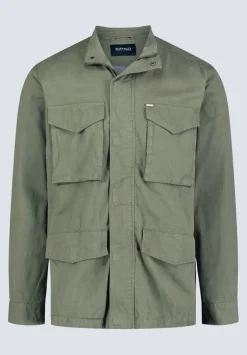 Jafom Men's Utility Jacket with Pockets, Army Green - BM24445