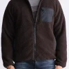 Jaik Men's Sherpa Bomber Jacket with Chest Pocket, Chocolate - BM24490