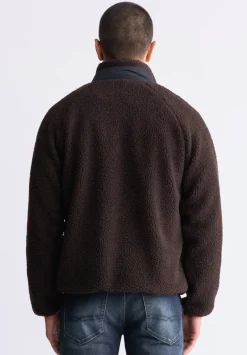 Jaik Men's Sherpa Bomber Jacket with Chest Pocket, Chocolate - BM24490
