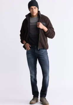 Jaik Men's Sherpa Bomber Jacket with Chest Pocket, Chocolate - BM24490