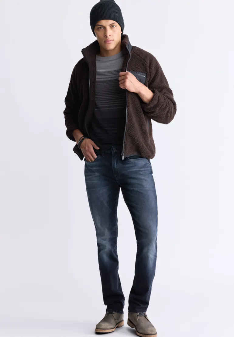 Jaik Men's Sherpa Bomber Jacket with Chest Pocket, Chocolate - BM24490