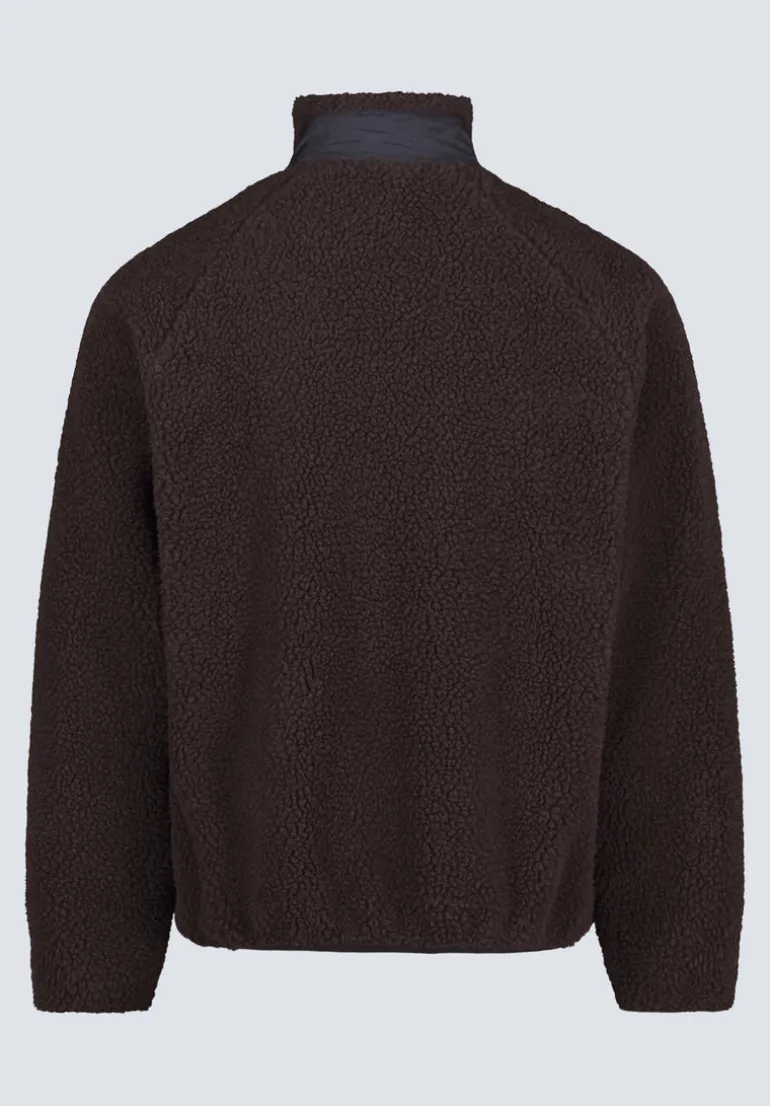 Jaik Men's Sherpa Bomber Jacket with Chest Pocket, Chocolate - BM24490
