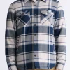 Jalika Men's Plaid Shacket with Sherpa Lining, Cream & Navy - BM24447