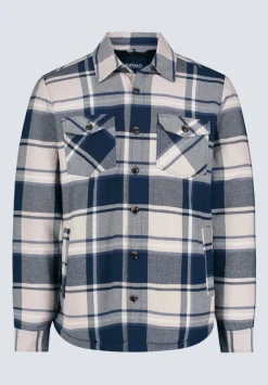Jalika Men's Plaid Shacket with Sherpa Lining, Cream & Navy - BM24447
