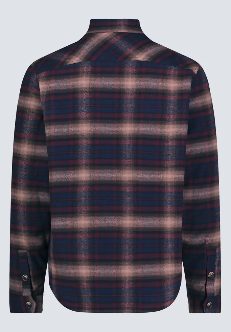 Jalika Men's Plaid Shacket with Sherpa Lining, Whale & Beige - BM24447