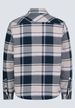 Jalika Men's Plaid Shacket with Sherpa Lining, Cream & Navy - BM24447
