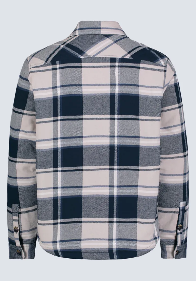 Jalika Men's Plaid Shacket with Sherpa Lining, Cream & Navy - BM24447