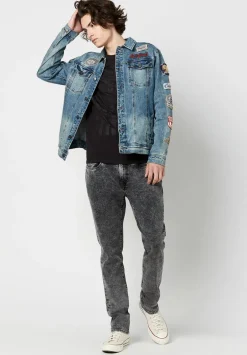 Joe Patched Men's Jean Jacket in Blue Vintage and Worn - BM22143