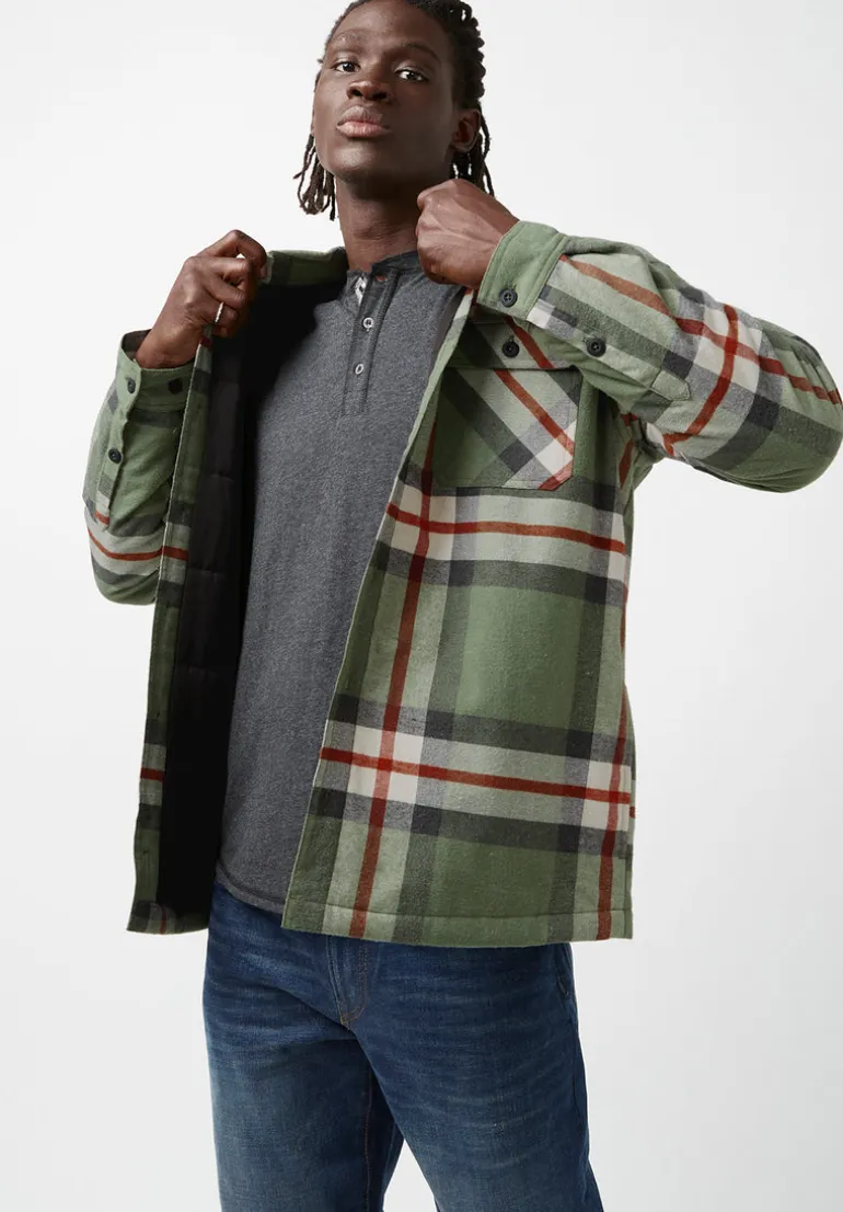Jomon Men’s Shacket in Green Grey Plaid - BM24103
