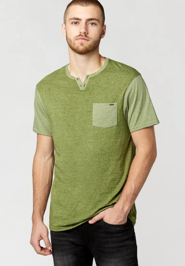 Kaddy Men's T-Shirt with Tonal Trim in Green - BM23555