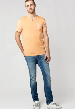 Kaddy Men's T-Shirt with Tonal Trim in Coral - BM23555