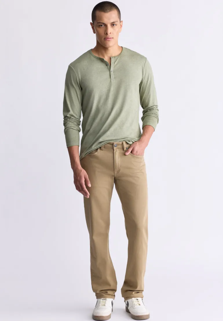 Kaduk Men's Long-Sleeve Burnout Henley Top, Army Green - BM24237