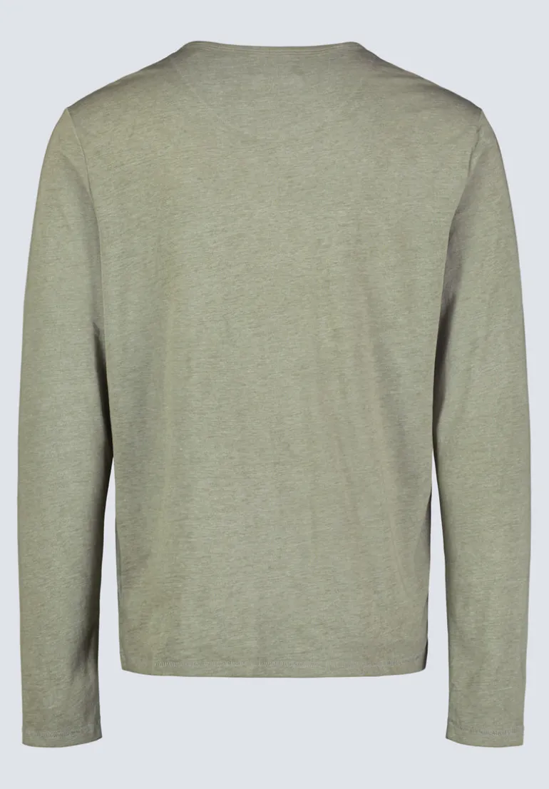 Kaduk Men's Long-Sleeve Burnout Henley Top, Army Green - BM24237