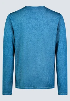 Kaduk Men's Long-Sleeve Burnout Henley Top, Atlantic Blue - BM24237