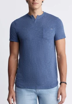 Kadyo Men's Pocket Henley Top in Whale Blue - BM24345