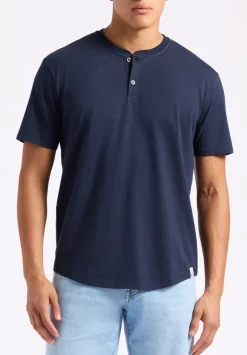 Kamel Men's Short-Sleeve Jersey Henley Top, Midnight Blue - BM24602