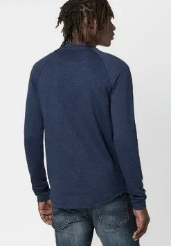 Kariver Henley Long Sleeve Henley in Midnight Blue - BM23368
