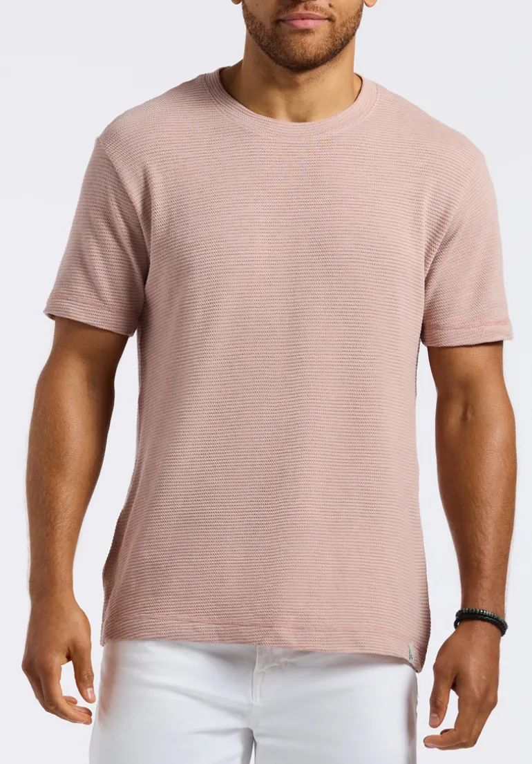 Karlton Men's Waffle-Knit Short-Sleeve Crewneck T-Shirt, Adobe Rose - BM24538