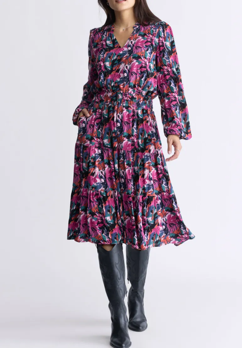 Karrigan Women's Long-Sleeve Midi Dress, Pink Floral - WD0059F