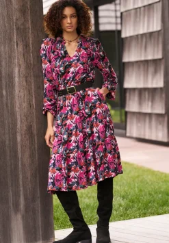 Karrigan Women's Long-Sleeve Midi Dress, Pink Floral - WD0059F