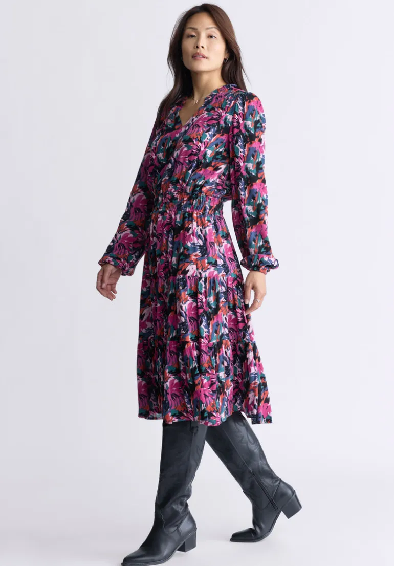 Karrigan Women's Long-Sleeve Midi Dress, Pink Floral - WD0059F