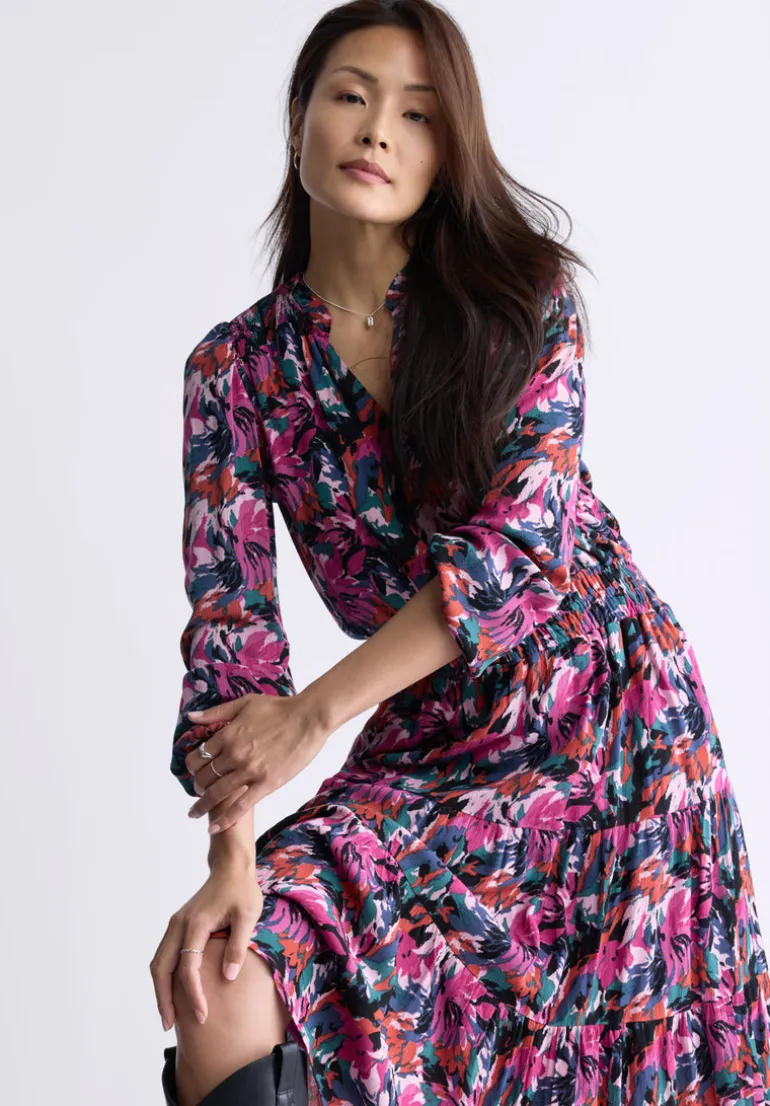 Karrigan Women's Long-Sleeve Midi Dress, Pink Floral - WD0059F
