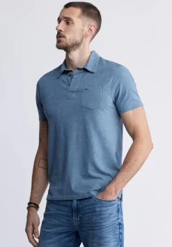 Kasper Men's Short-Sleeve Polo in Mirage Blue - BM24233