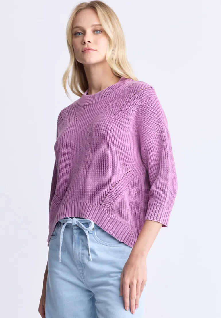 Kassanda Women's 3/4 Sleeve Knit Sweater, Purple - SW0100H