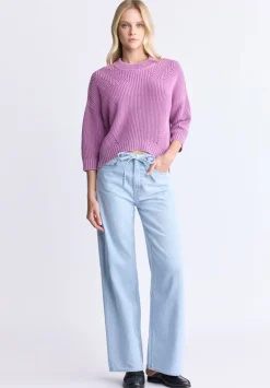Kassanda Women's 3/4 Sleeve Knit Sweater, Purple - SW0100H