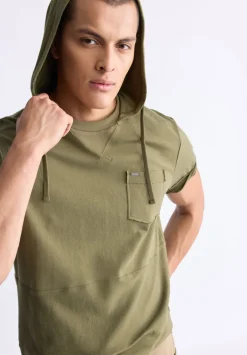 Katoni Men's Short-Sleeve Hooded T-Shirt, Burnt Olive - BM24524
