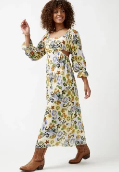 Kerry Butterfly Print Cut-Out Maxi Dress - WD0008S