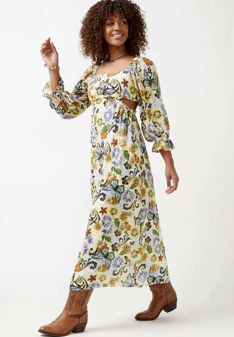 Kerry Butterfly Print Cut-Out Maxi Dress - WD0008S