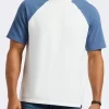 Killabee Men's Raglan French Terry Crewneck T-Shirt with Contrast Sleeves, White - BM24532