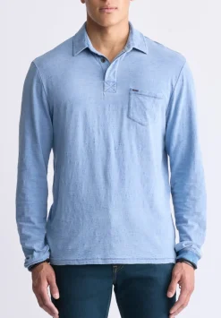 Kimmy Men's Long-Sleeve Polo with Pocket, Blue - BM24492