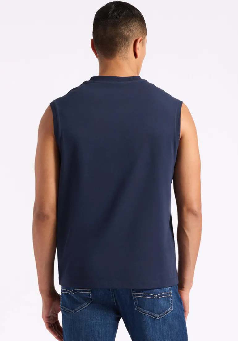 Kingster Men's Sleeveless Crew Neck Relaxed Fit Jersey Tank Top, Midnight Blue - BM24601