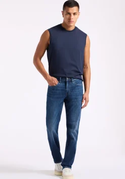 Kingster Men's Sleeveless Crew Neck Relaxed Fit Jersey Tank Top, Midnight Blue - BM24601