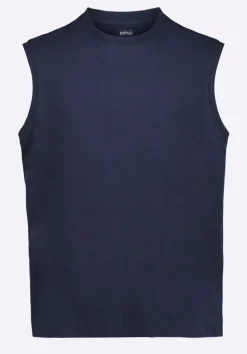 Kingster Men's Sleeveless Crew Neck Relaxed Fit Jersey Tank Top, Midnight Blue - BM24601